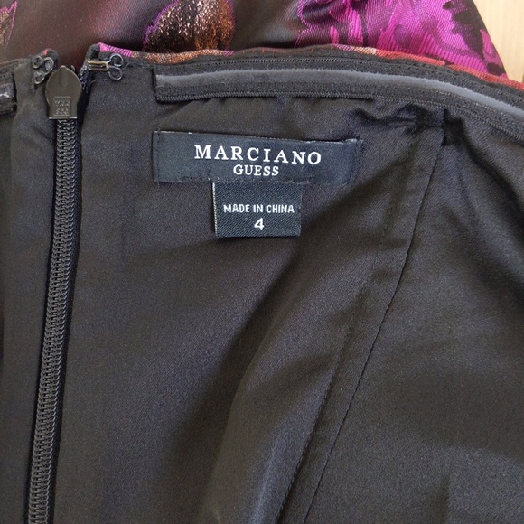 Marciano Night Rose Jacquard Strapless Big Bow Asymmetrical Mini Dress - Picture 5 of 14